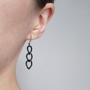 Long black chain earrings ✦ Goth / grunge / punk style earrings ✦